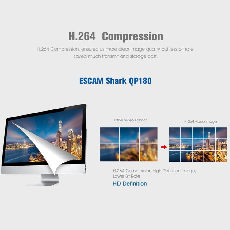 ESCAM Shark QP180 960P 360 Degrees Fisheye Lens 1.3MP WiFi IP Camera, Support Motion Detection / Night Vision, IR Distance: 10m, QP180 ESCAM Shark QP180 960P 360 Degrees Fisheye Lens 1.3MP WiFi IP Camera, Support Motion Detection / Night Vision, IR Distance: 10m, QP180